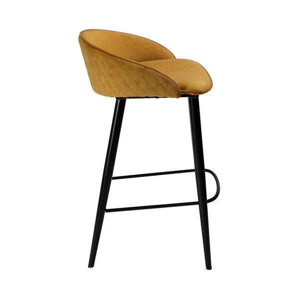 Scaun bar cu husă din catifea DAN-FORM Denmark Dual, galben, înălțime 91 cm-image-4