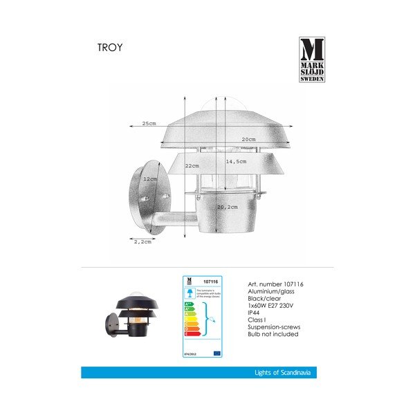 Aplică de perete Markslöjd Troy, negru-image-1