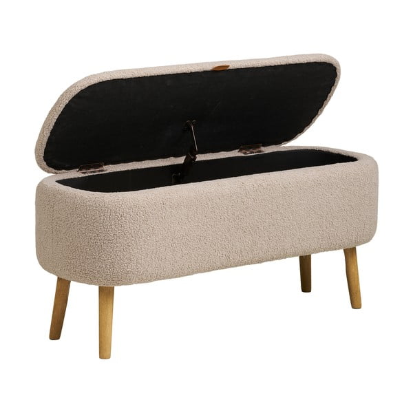 Bancă bej cu tapițerie din țesătură bouclé Harlow – House Nordic-image-4