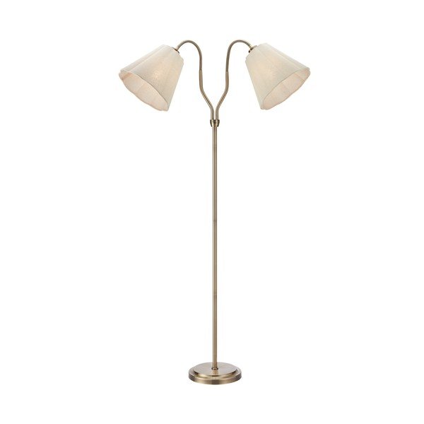 Lampadar bej/alămiu cu structură flexibilă din in (înălțime 149 cm) Veya – Markslöjd