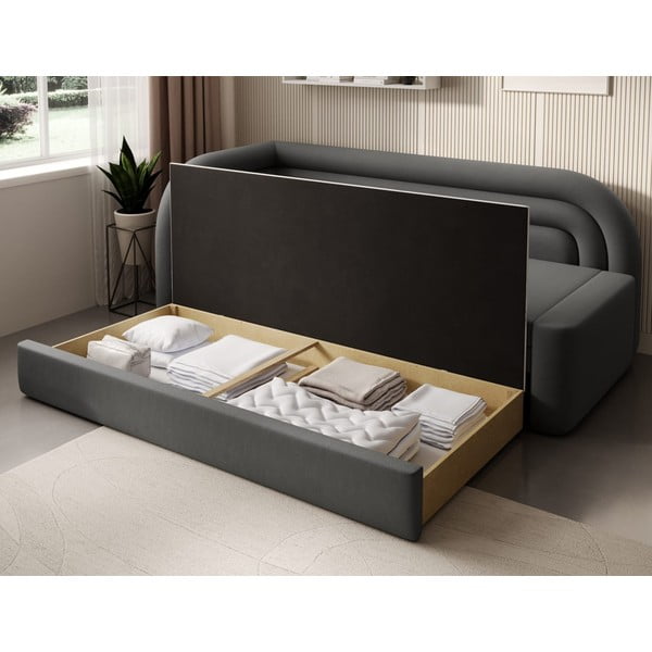 Canapea taupe extensibilă/cu spațiu de depozitare cu tapițerie din catifea cu colț pe partea stângă 223 cm Fabillo – ELTAP-image-4
