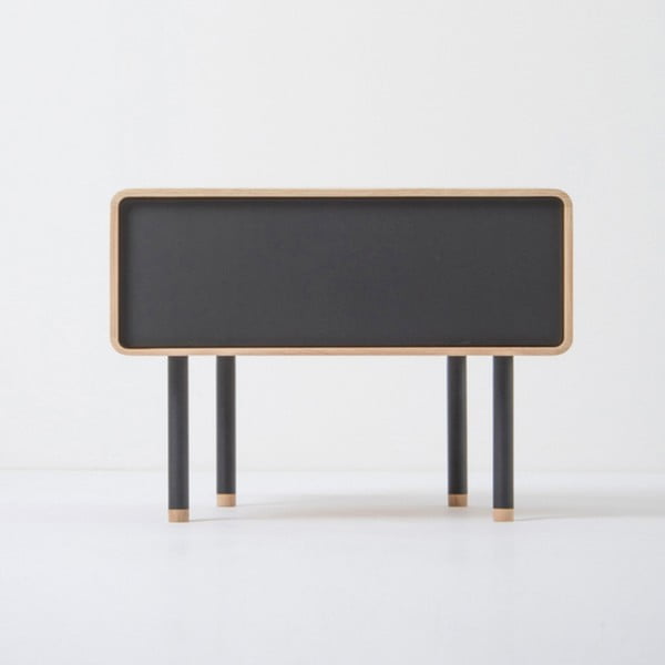 Noptieră din lemn de stejar cu sertar negru Gazzda Fina-image-3