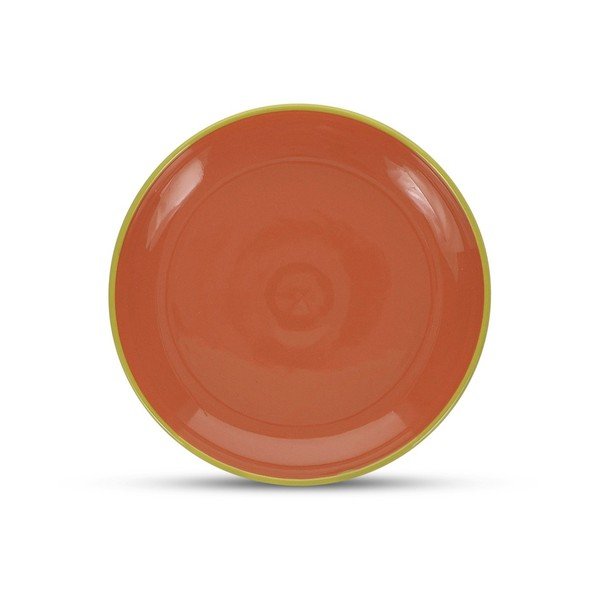 Farfurie verde/portocalie pentru desert  din gresie ø 18 cm Duo – ONA