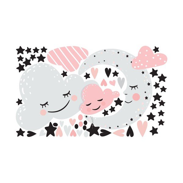 Autocolant Ambiance Moon And Clouds Love In The Stars, roz-image-2