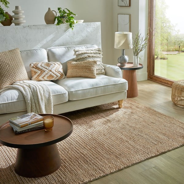 Covor în culoare naturală țesut manual din chenaf 120x170 cm Drew Border – Flair Rugs-image-1