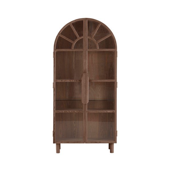 Vitrină în culoare naturală închisă cu aspect de lemn de nuc 90x195x40 cm Sandor – Jotex-image-3
