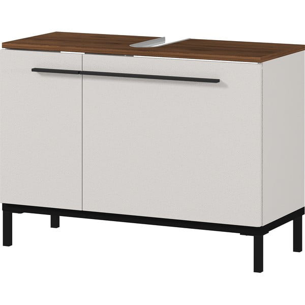 Dulap gri-bej sub chiuveta cu aspect de nuc 80x59 cm Yonkers - Germania-image-1