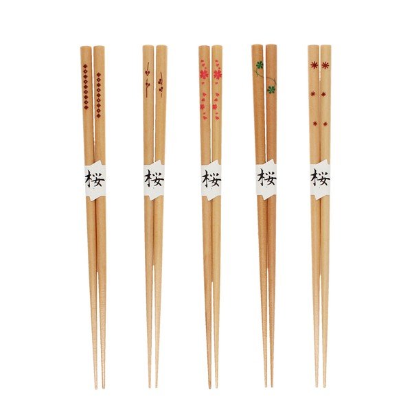 Set de bețe chinezești în culoare naturală din lemn 5 buc. Delicate – Rex London
