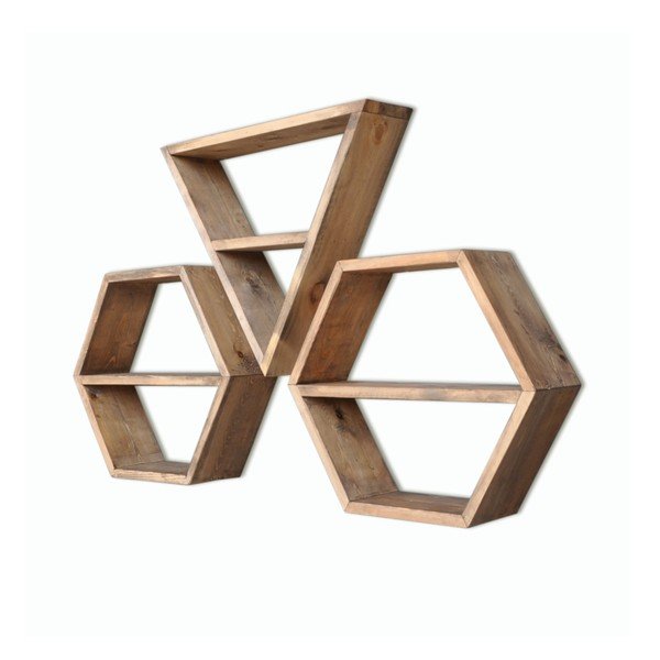 Set 3 rafturi din lemn Hexa-image-2