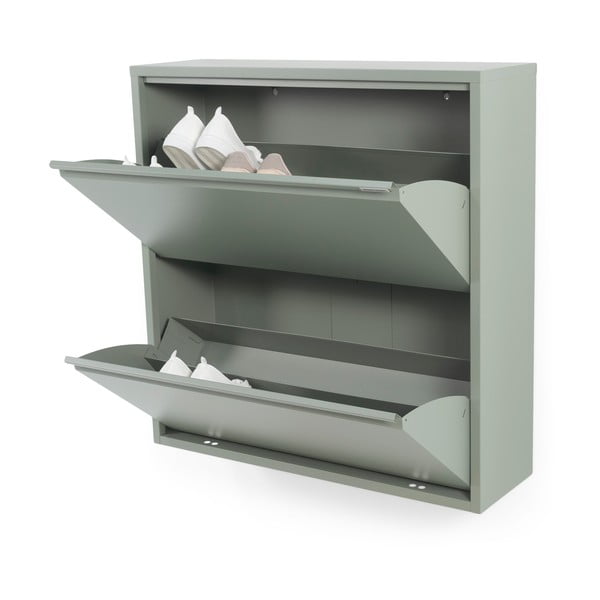 Pantofar verde prăfuit cu deschidere înclinată din metal 75x77,5x22,5 cm Billy – Spinder Design-image-2