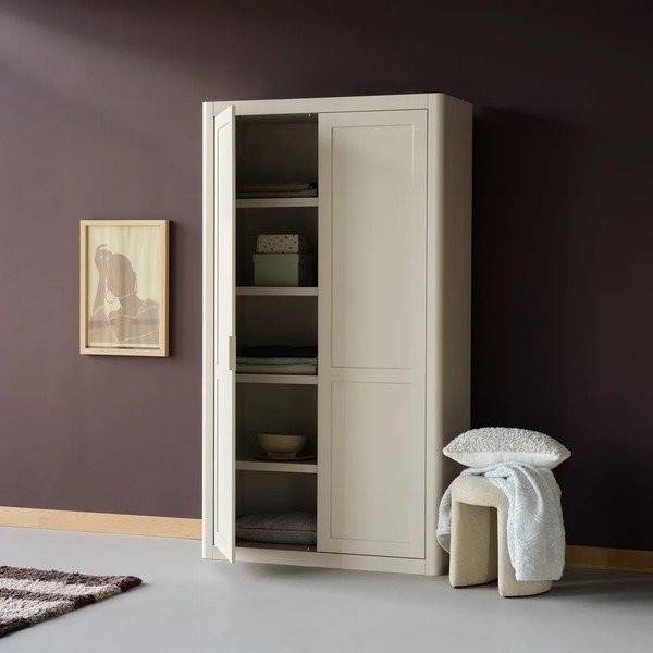 Dulap gri deschis din lemn de pin 120x217x48 cm Gunnar – WOOOD-image-2