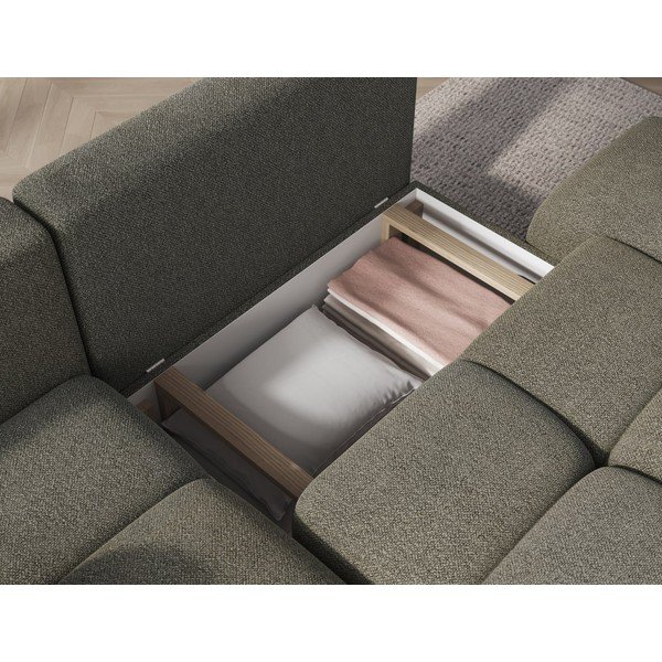 Colțar verde extensibil/cu spațiu de depozitare cu tapițerie din țesătură bouclé (cu colț pe partea stângă/cu șezlong) Vittario – ELTAP-image-4