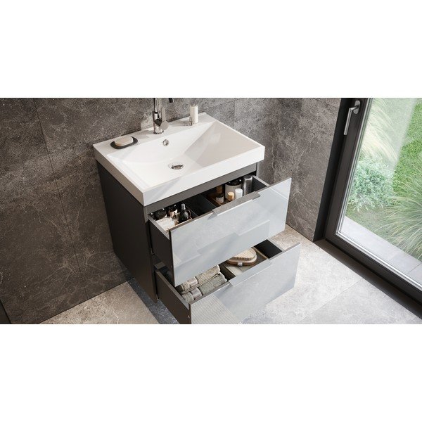 Dulap sub chiuvetă gri suspendat cu aspect lucios 61x65 cm Celano – Germania-image-2