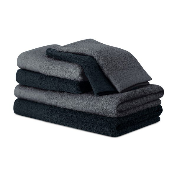 Prosoape de baie negre/gri 6 buc. din bumbac din frotir Flos – Restilo