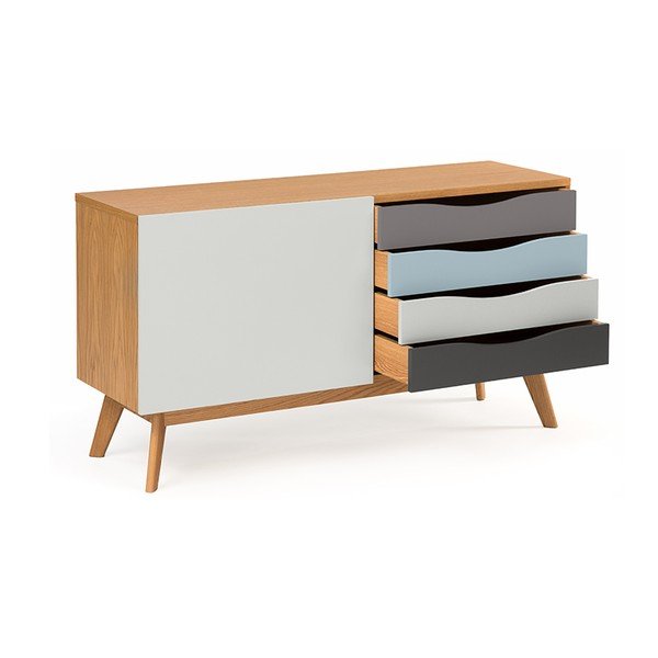 Comodă cu sertare alb-gri-albastru Woodman Avon-image-4