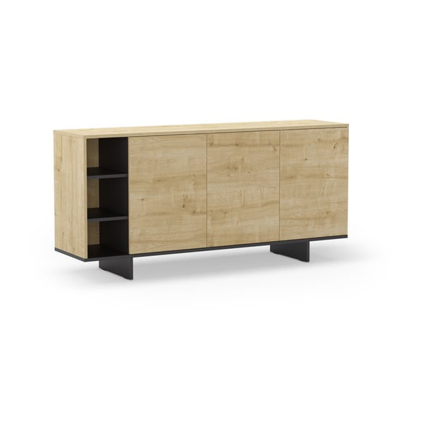 Comodă în culoare naturală joasă cu aspect de lemn de stejar 170x80 cm Cequoia – Marckeric-image-2