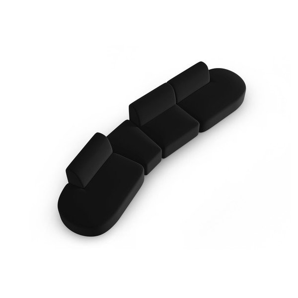 Canapea neagră cu tapițerie din catifea cu colț pe partea stângă 428 cm Paolo – Milo Casa-image-1