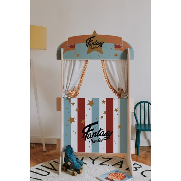 Teatru de păpuși din lemn pentru copii Dekornic Classic Retro-image-1