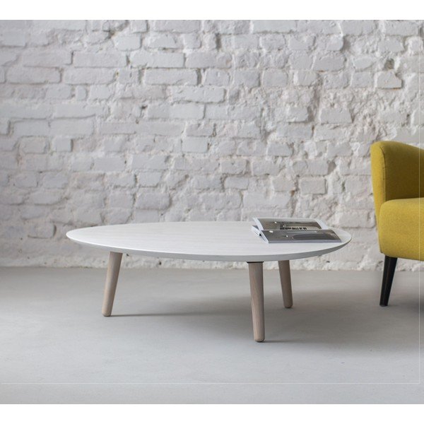 Măsuță de cafea din lemn de frasin Ragaba Contrast Pick, alb-image-1