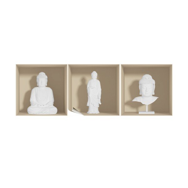 Set 3 autocolante cu efect 3D Ambiance White Buddha-image-1