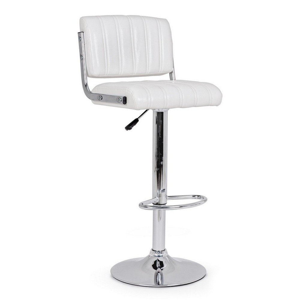 Scaun de bar alb cu inaltime ajustabila/rotativ din imitatie de piele Barclay – Bizzotto