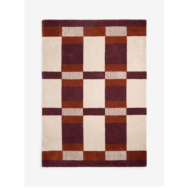 Covor burgundy/crem țesut manual din fibre reciclate 160x230 cm Franka – MADE