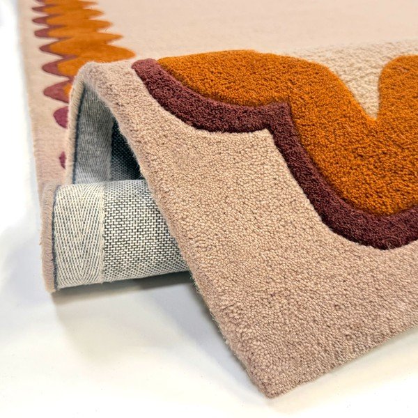 Covor portocaliu/în culoare naturală țesut manual din lână 140x200 cm Wiggle Wool – Flair Rugs-image-4