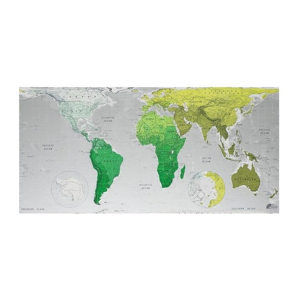 Harta lumii în husă transparentă Future Map, 101 x 58 cm, verde