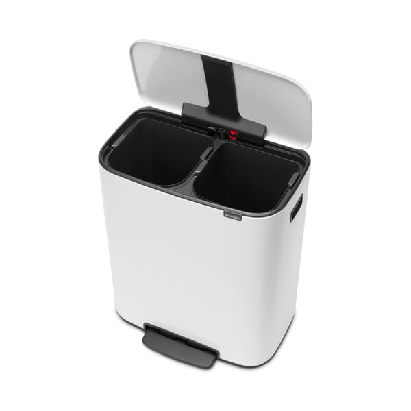 Coș de gunoi alb de reciclat/cu pedală din oțel 60 l Bo – Brabantia