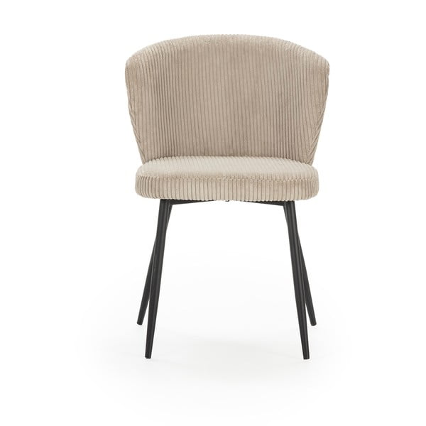 Scaune de dining bej 4 buc. din catifea reiată Megan – Marckeric-image-2