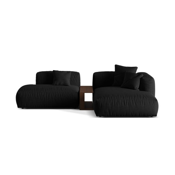 Colțar modular negru (cu colț pe partea dreaptă) Martina – Micadoni Home