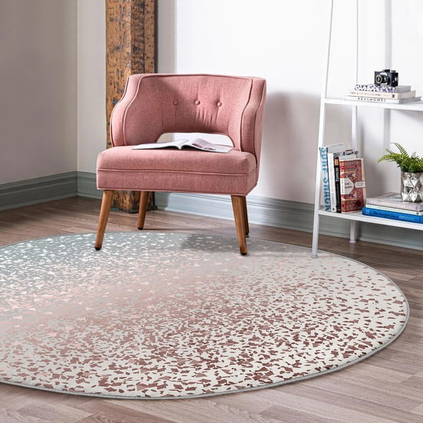 Covor rotund  gri-arămiu lavabil adecvat și  pentru aspiratoare robot   ø 120 cm Comfort – Mila Home-image-3