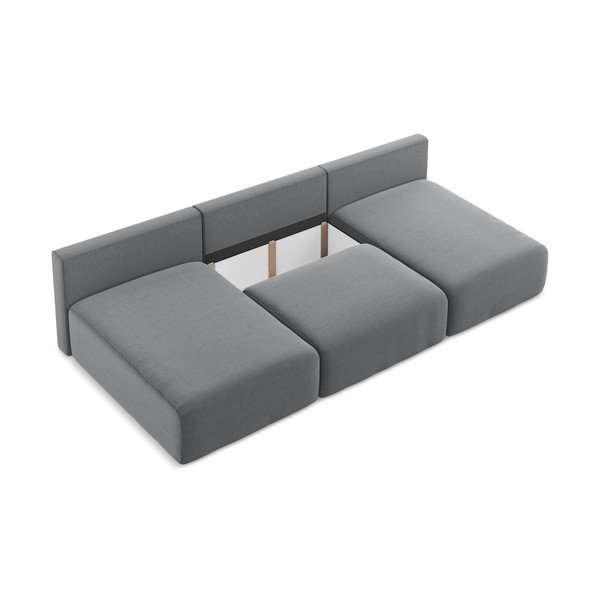 Colțar gri extensibil/cu spațiu de depozitare cu tapițerie din catifea (în formă de "U") Kalena – Makamii-image-4