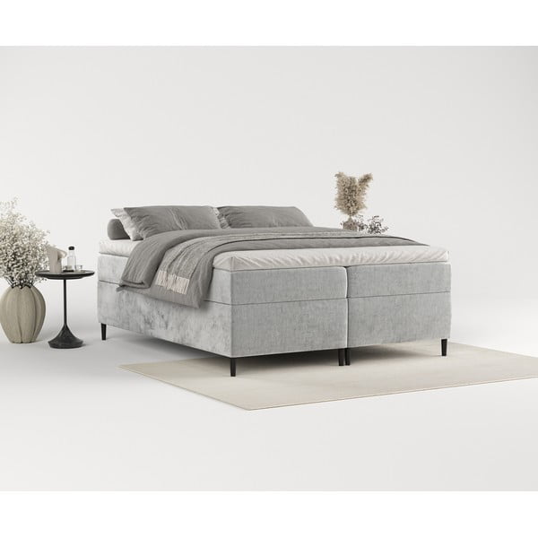 Pat boxspring gri cu spațiu de depozitare 200x200 cm Araya – Maison de Rêve-image-3