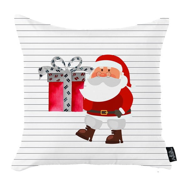 Față de pernă cu model de Crăciun Mike & Co. NEW YORK Santa Claus, 45 x 45 cm, alb-roșu
