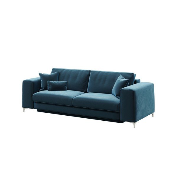 Canapea extensibilă din catifea devichy Rothe, 256 cm, albastru închis-image-2