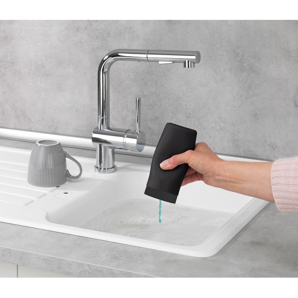 Dozator / dispenser de săpun din silicon Wenko Easy Squeez-e, negru-image-1
