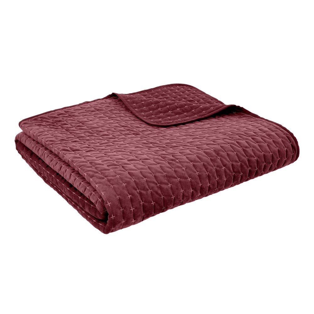 Cuvertura burgundy matlasata din catifea 240x260 cm Attica Velvet – Bianca
