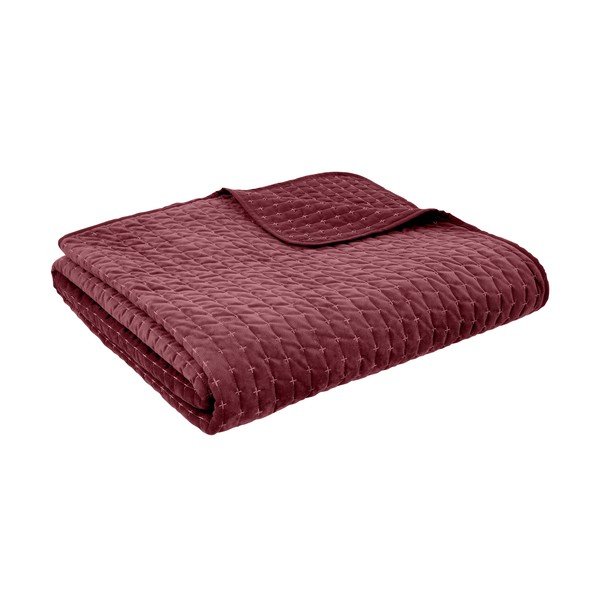 Cuvertură burgundy matlasată din catifea 240x260 cm Attica Velvet – Bianca