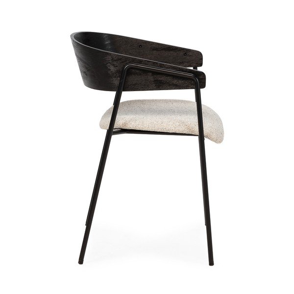 Set de scaune de sufragerie negru/bej cu cotiere 2 buc. tapițat Cora – MOME-image-3