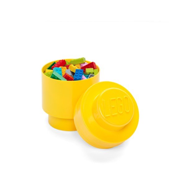 Cutie depozitare rotundă LEGO®, galben, ⌀ 12,5 cm-image-1
