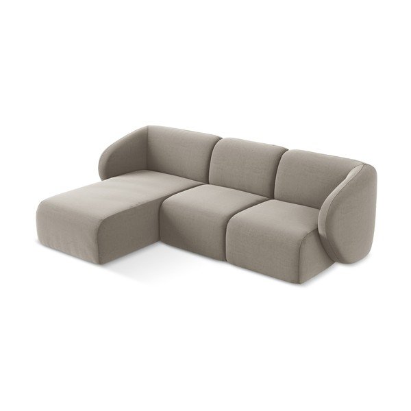 Colțar maro deschis cu tapițerie din catifea (cu colț pe partea stângă/cu șezlong) Lani – Makamii-image-2