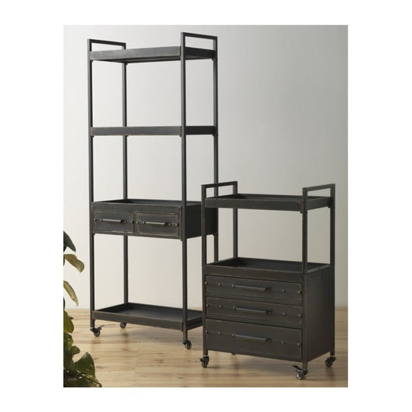 Comodă metalică cu 3 sertare și raft Geese Gerome, negru-image-1