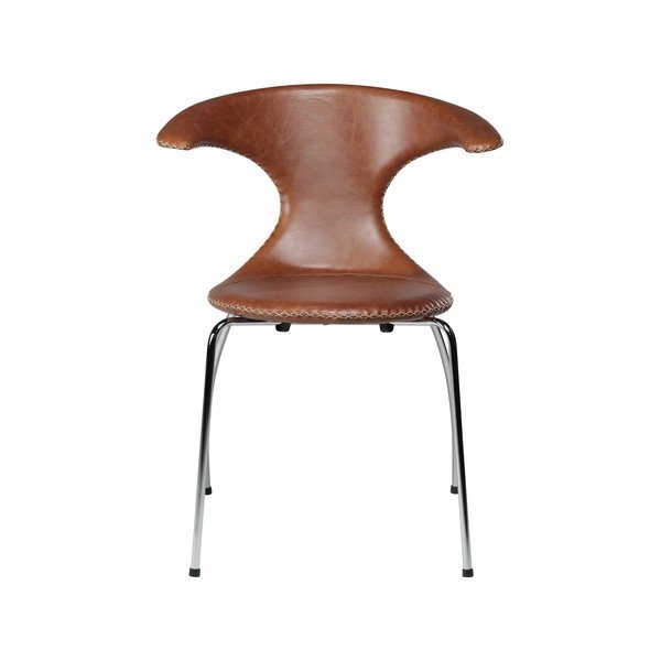 Scaun din piele moale cu picioare metalice DAN-FORM Denmark Flair, maro-image-2