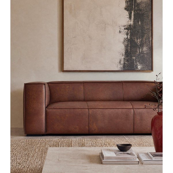 Canapea maro coniac cu tapițerie din piele 227 cm Madame – Windsor & Co Sofas-image-3