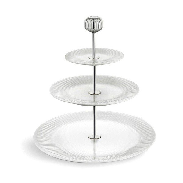 Etajeră din porțelan pe 3 nivele Kähler Design Hammershoi Etagere, ⌀ 28 cm, alb