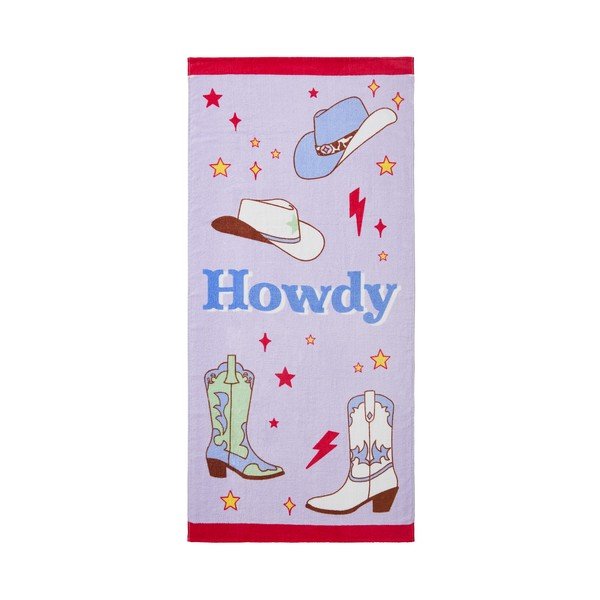Prosop de plajă mov din bumbac din frotir 76x160 cm Howdy Cowgirl – Sassy B