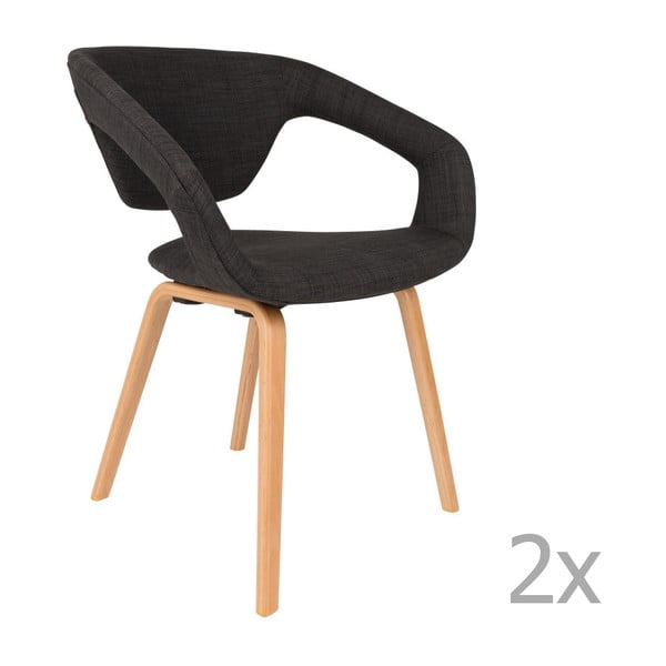 Set 2 scaune Zuiver Flexback, negru