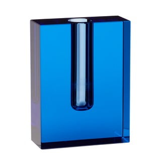 Vază din sticlă Hübsch Sena, înălțime 12 cm, albastru