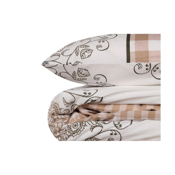 Lenjerie de pat albă-roz din bumbac ranforcé pentru pat de o persoană 140x200 cm Nazenin – Mijolnir-image-2